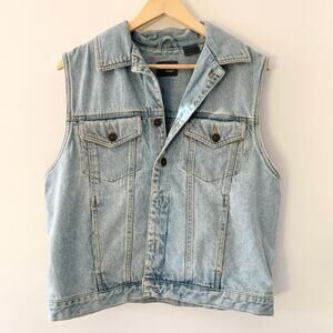 Liz Claiborne Wear Vintage Denim Jean Sleeveless Vest Blue Lightwash Medium